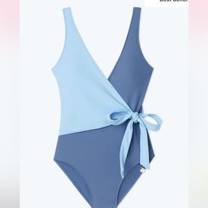 Summersalt The Perfect Wrap swimsuit Sky Blue Mountain Size 14 NWOT